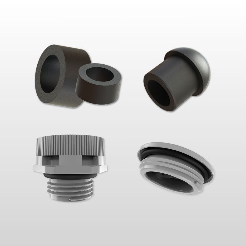 Tillbehör för kabelförskruvningar – låsmuttrar, tätningar och avlastningsböjar