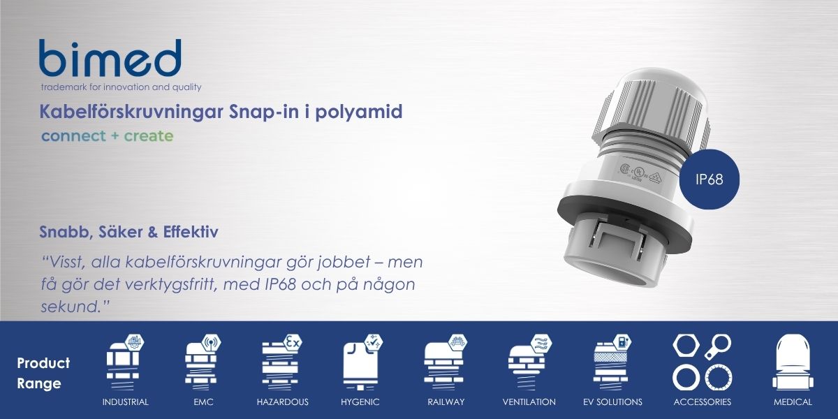 Snabbmonterade snap-in-kabelförskruvningar i polyamid - Hemsida