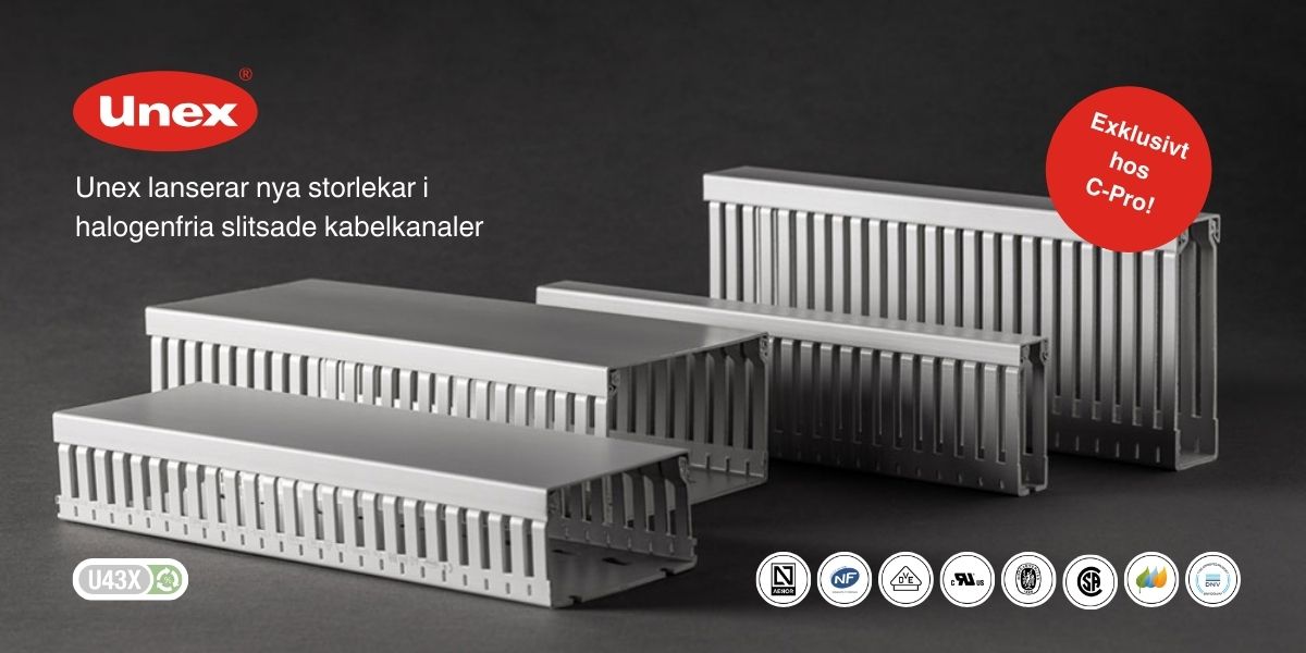 Unex – Nya storlekar i halogenfria slitsade kabelkanaler - Hemsida