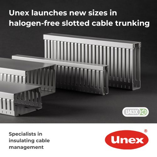 Unex – new sizes in halogen-free slotted cable ducts - Featured